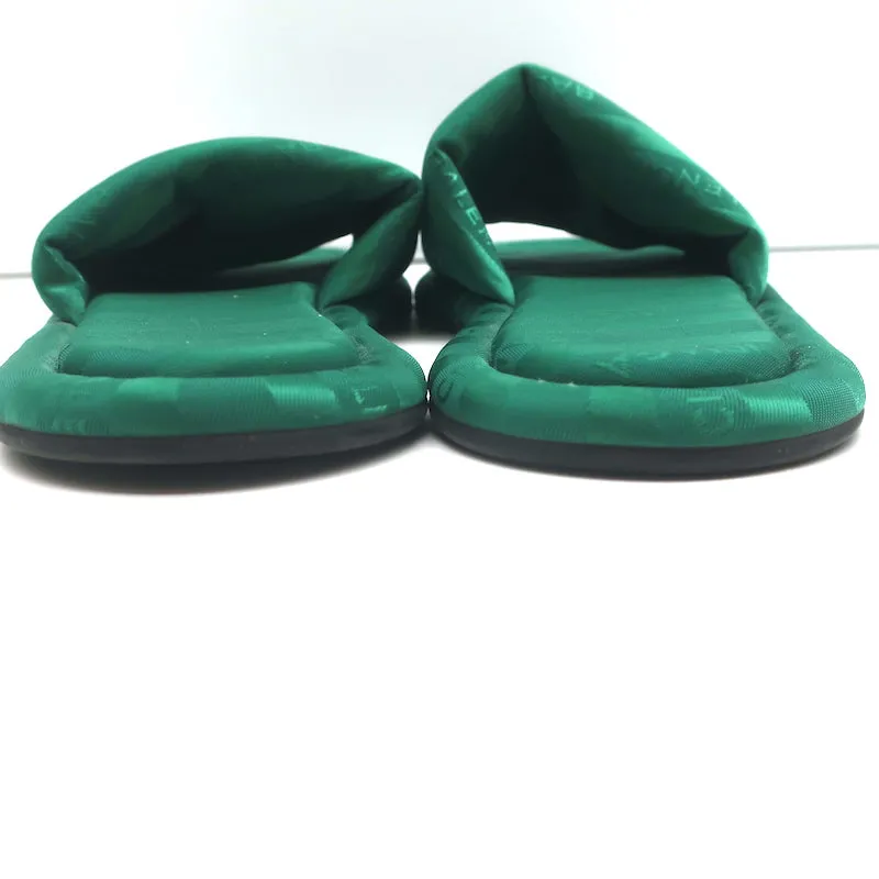 Balenciaga Hotel Slides Green Logo Jacquard Size 38 Flat Sandals