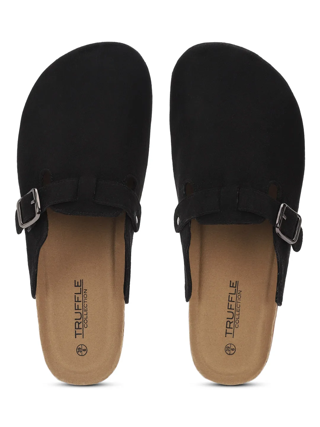Black Suede Cork-Latex Soft Footbed Flats (TC-100506-BLK)