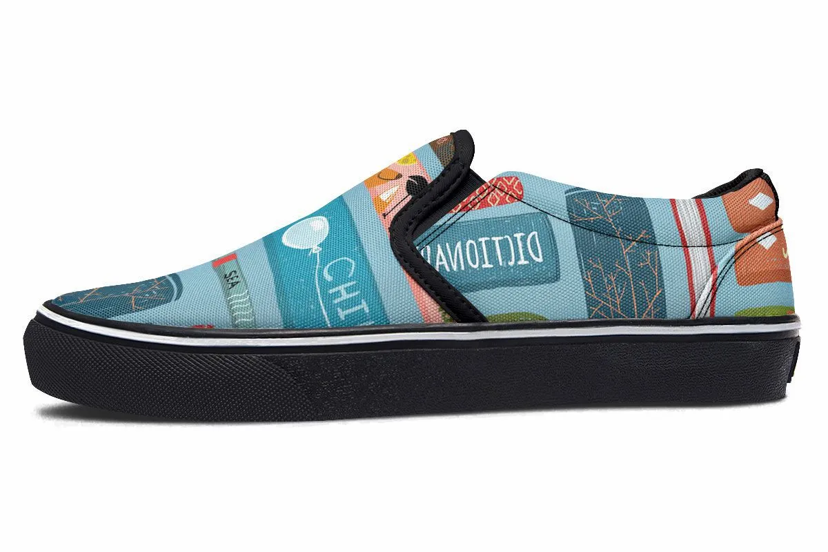Book Title Slip-On Shoes