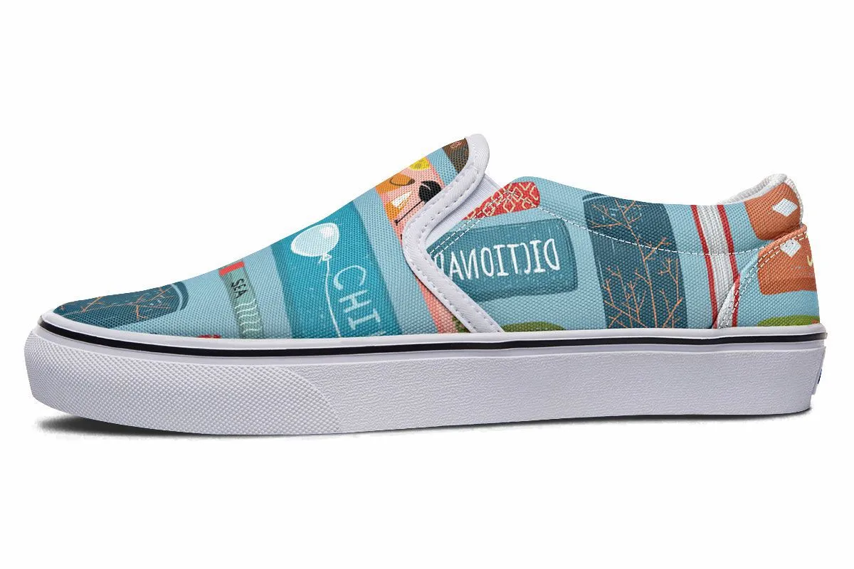 Book Title Slip-On Shoes