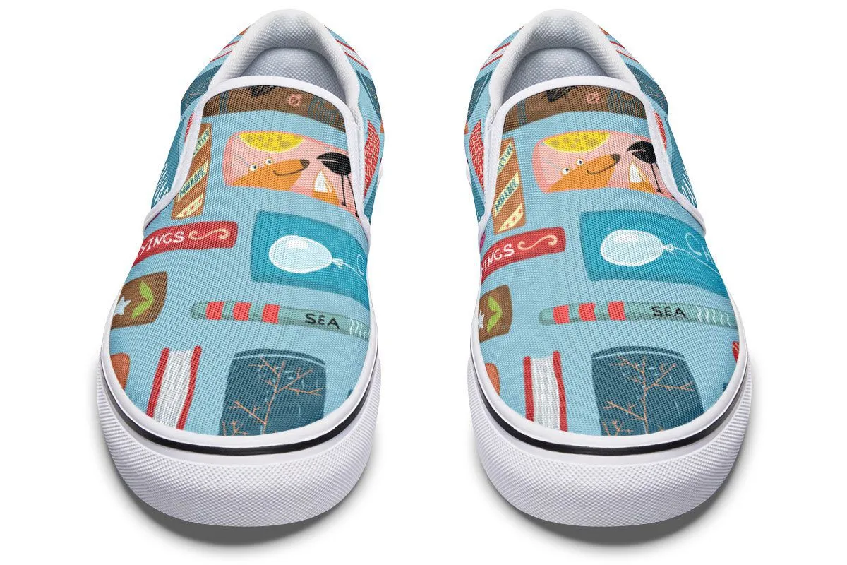Book Title Slip-On Shoes