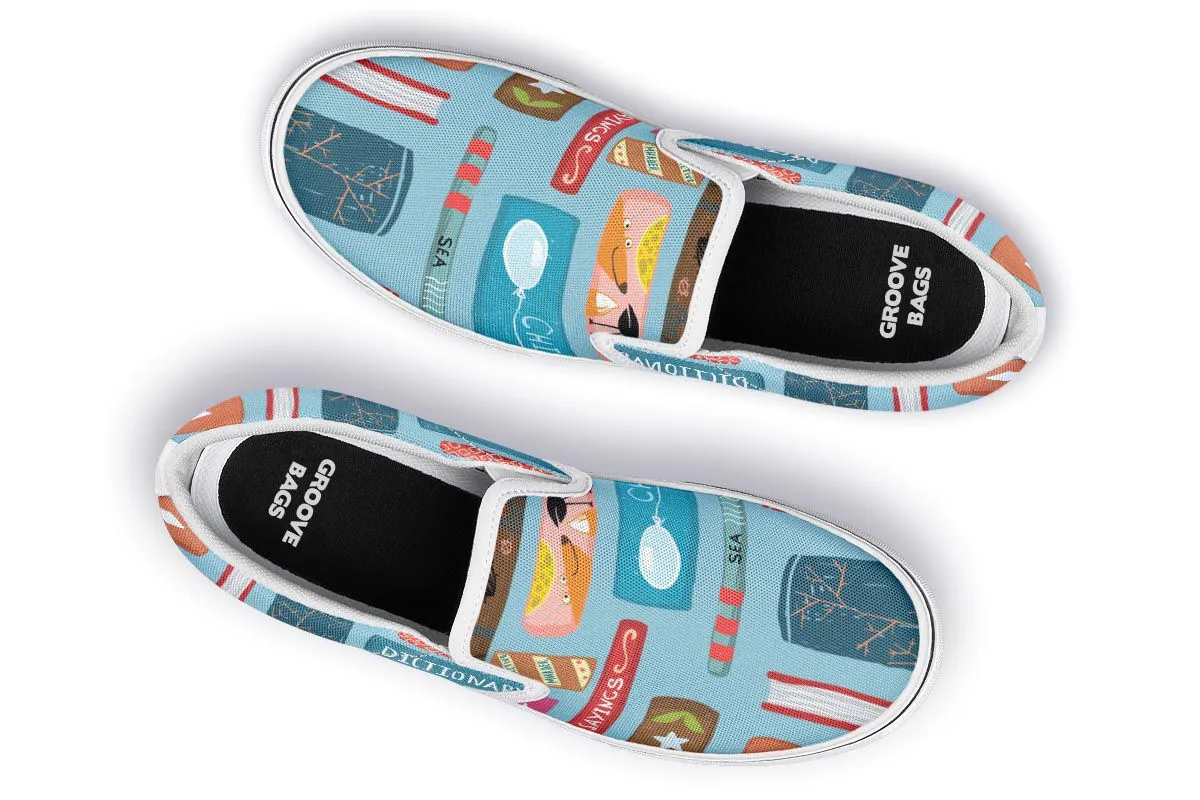 Book Title Slip-On Shoes
