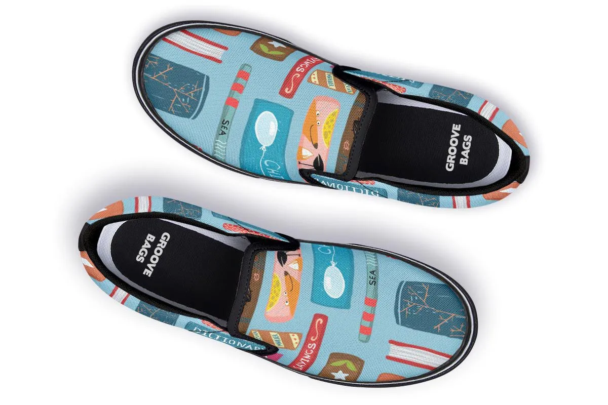 Book Title Slip-On Shoes