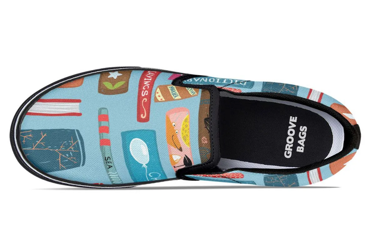 Book Title Slip-On Shoes