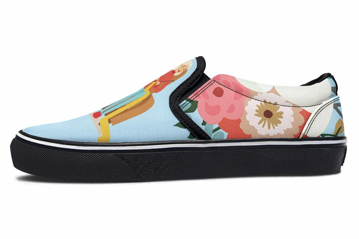 Botanical Knitting Slip-On Shoes