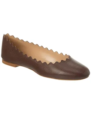 Chlo�� Lauren Scalloped Leather Ballerina Flat
