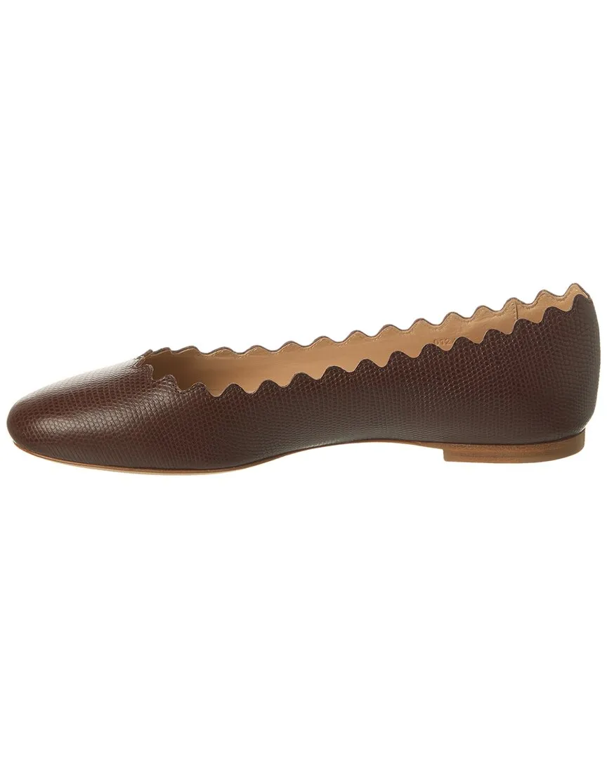 Chlo�� Lauren Scalloped Leather Ballerina Flat