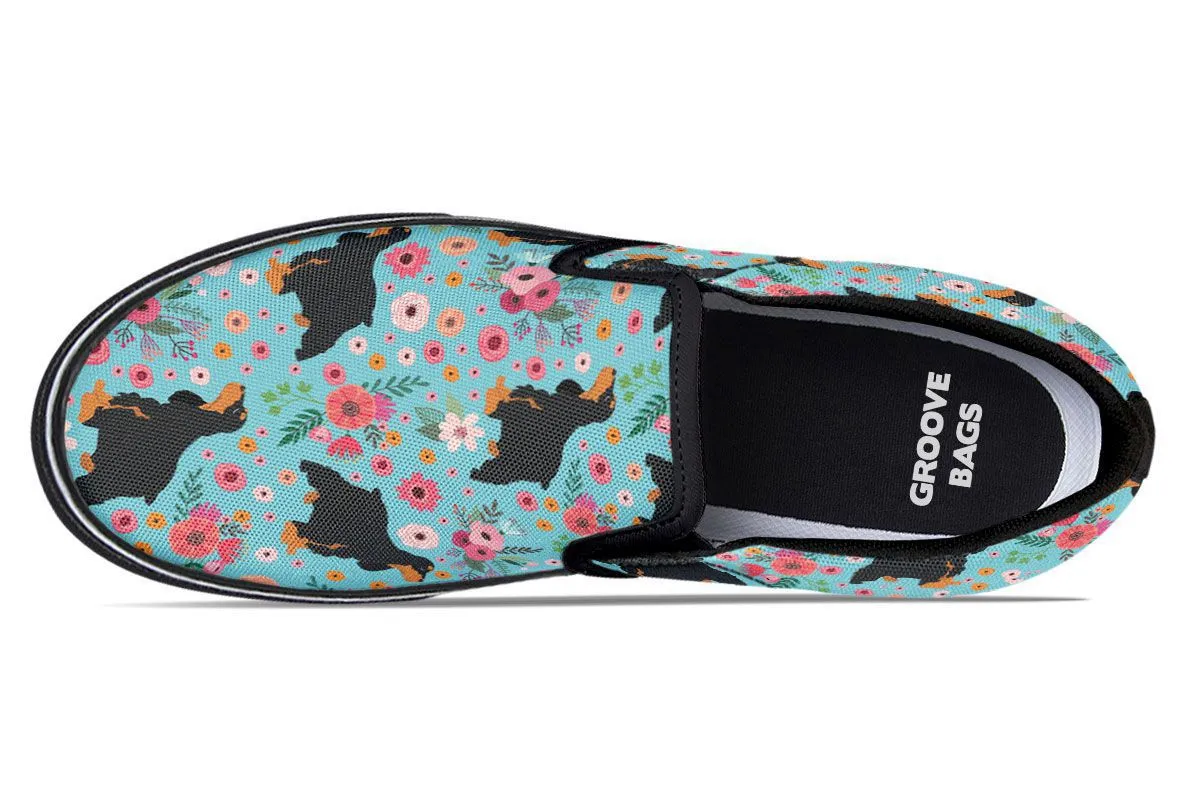 Cocker Spaniel Flower Slip-On Shoes