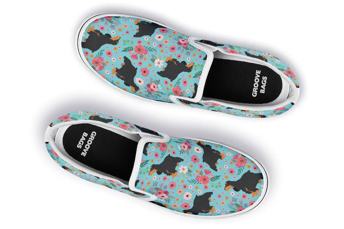 Cocker Spaniel Flower Slip-On Shoes
