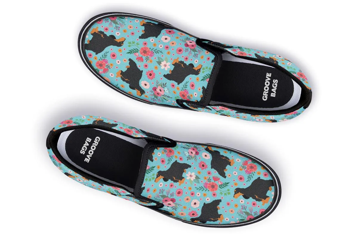 Cocker Spaniel Flower Slip-On Shoes