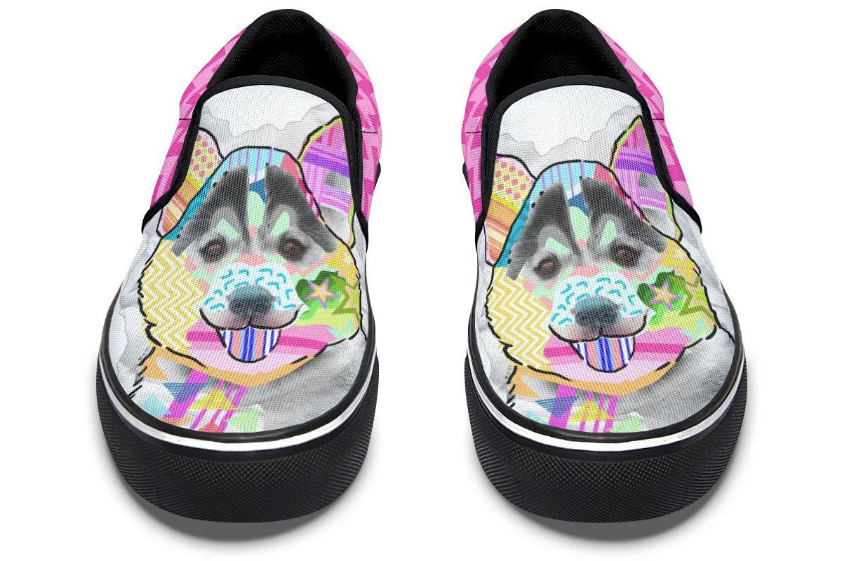 Collage Pup Husky Slip-On Shoes