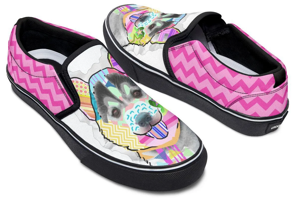 Collage Pup Husky Slip-On Shoes