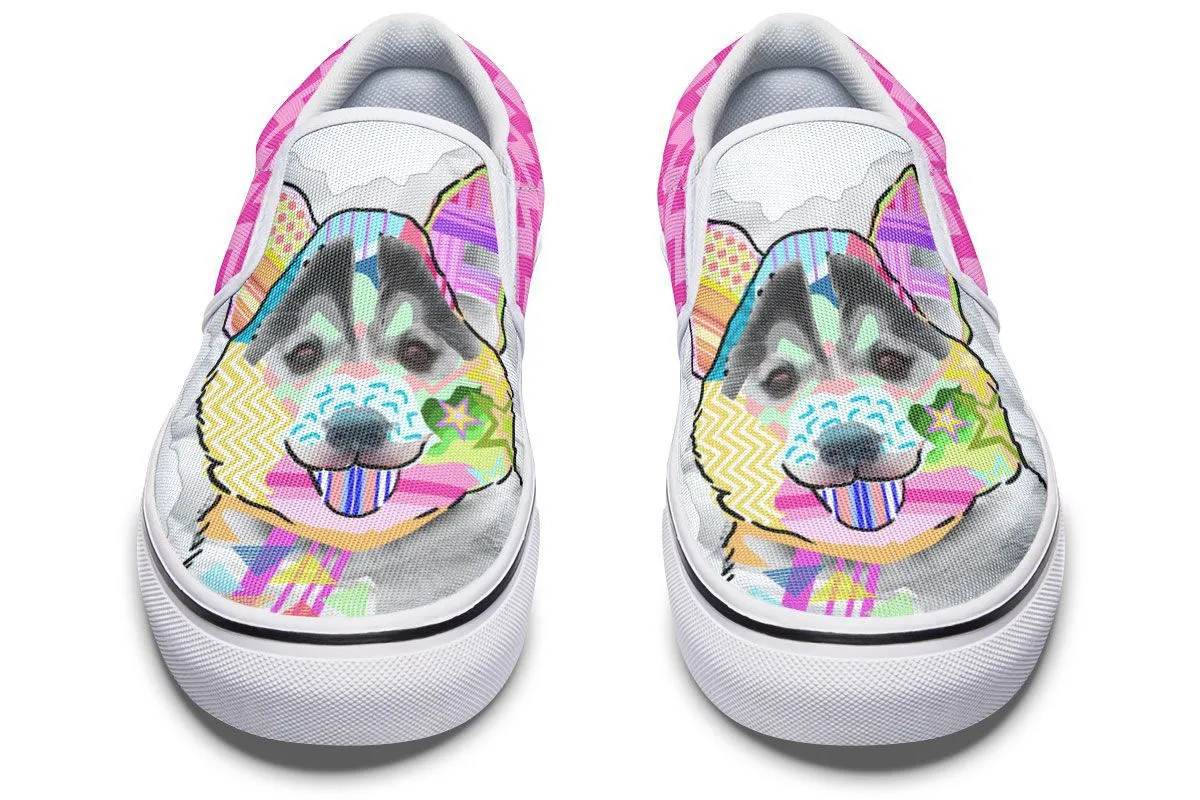 Collage Pup Husky Slip-On Shoes
