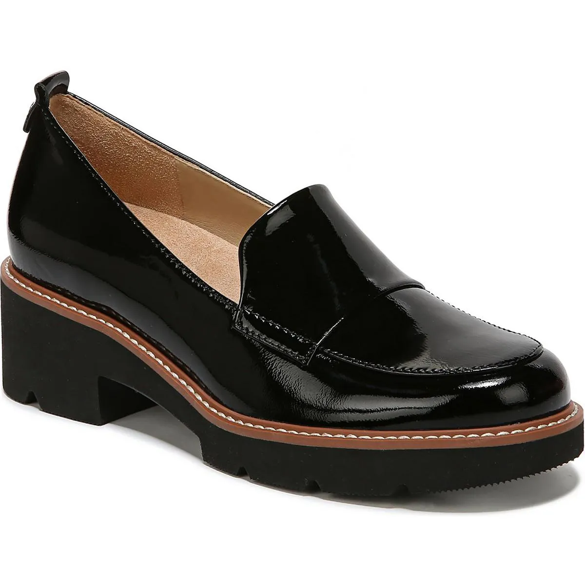Darry Womens Lugged Sole Slip On Loafer Heels