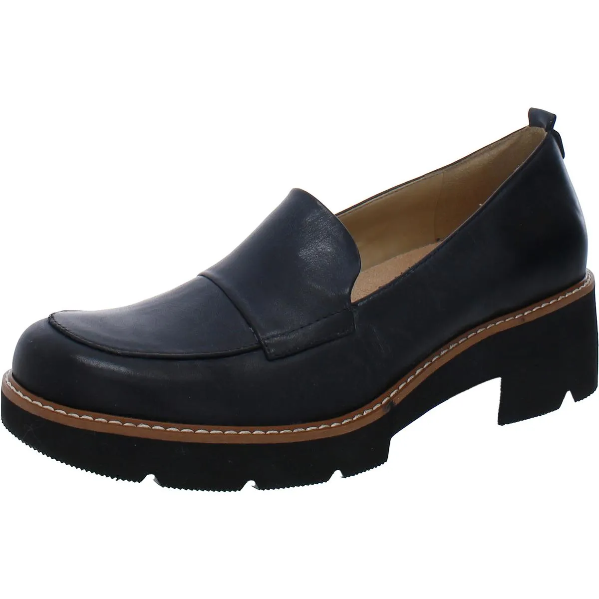 Darry Womens Lugged Sole Slip On Loafer Heels