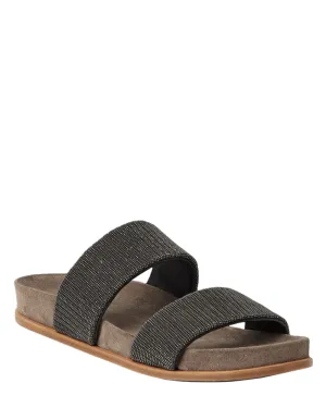 Double Monili Strap Slides in Anthracite