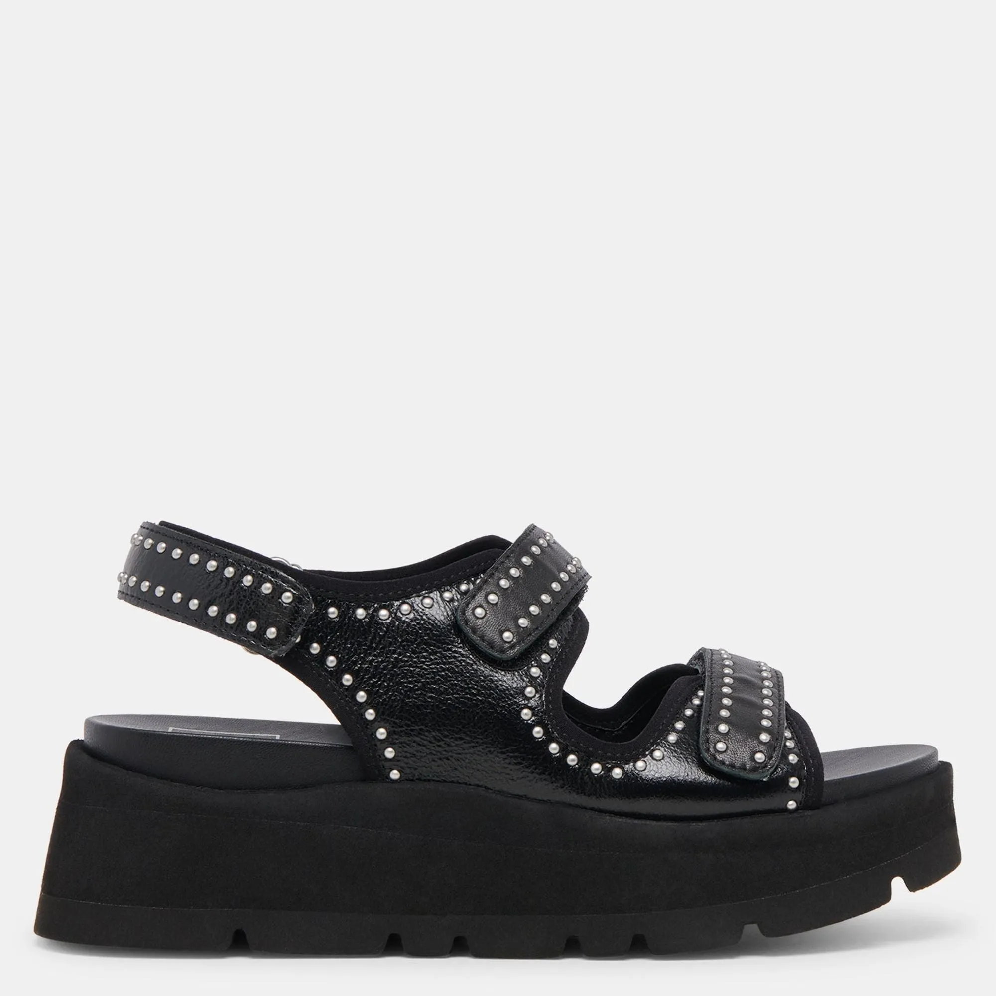 Dubai Stud Sandals Midnight Crinkle Patent