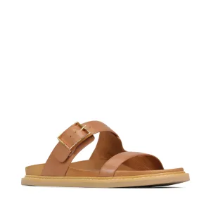 EOS Women's Dedra Leather Slide Sandal in Brandy