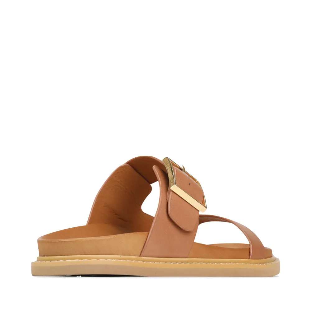 EOS Women's Dedra Leather Slide Sandal in Brandy