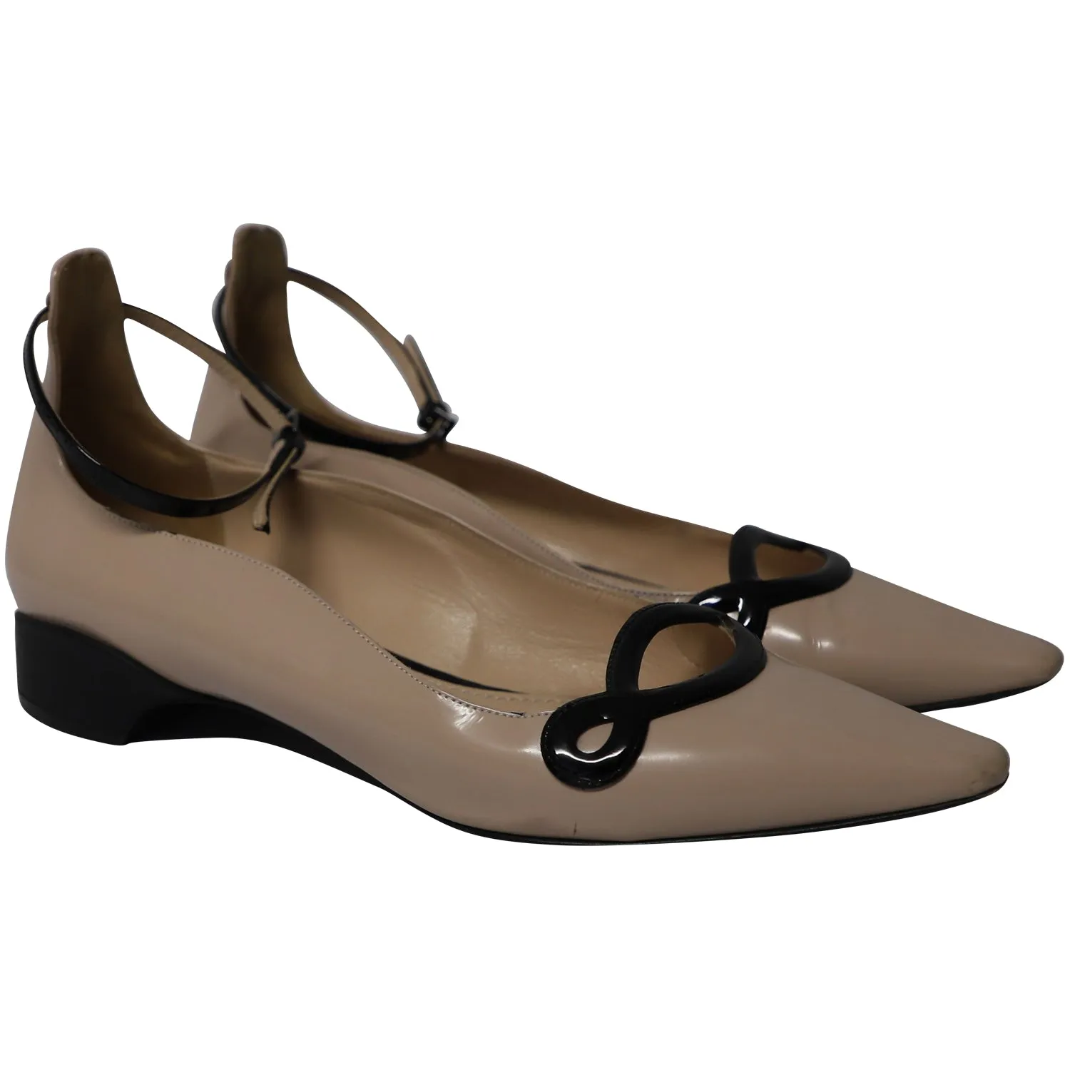 Fabrizio Viti Cut Out Ballet Flats in Pink Patent Leather
