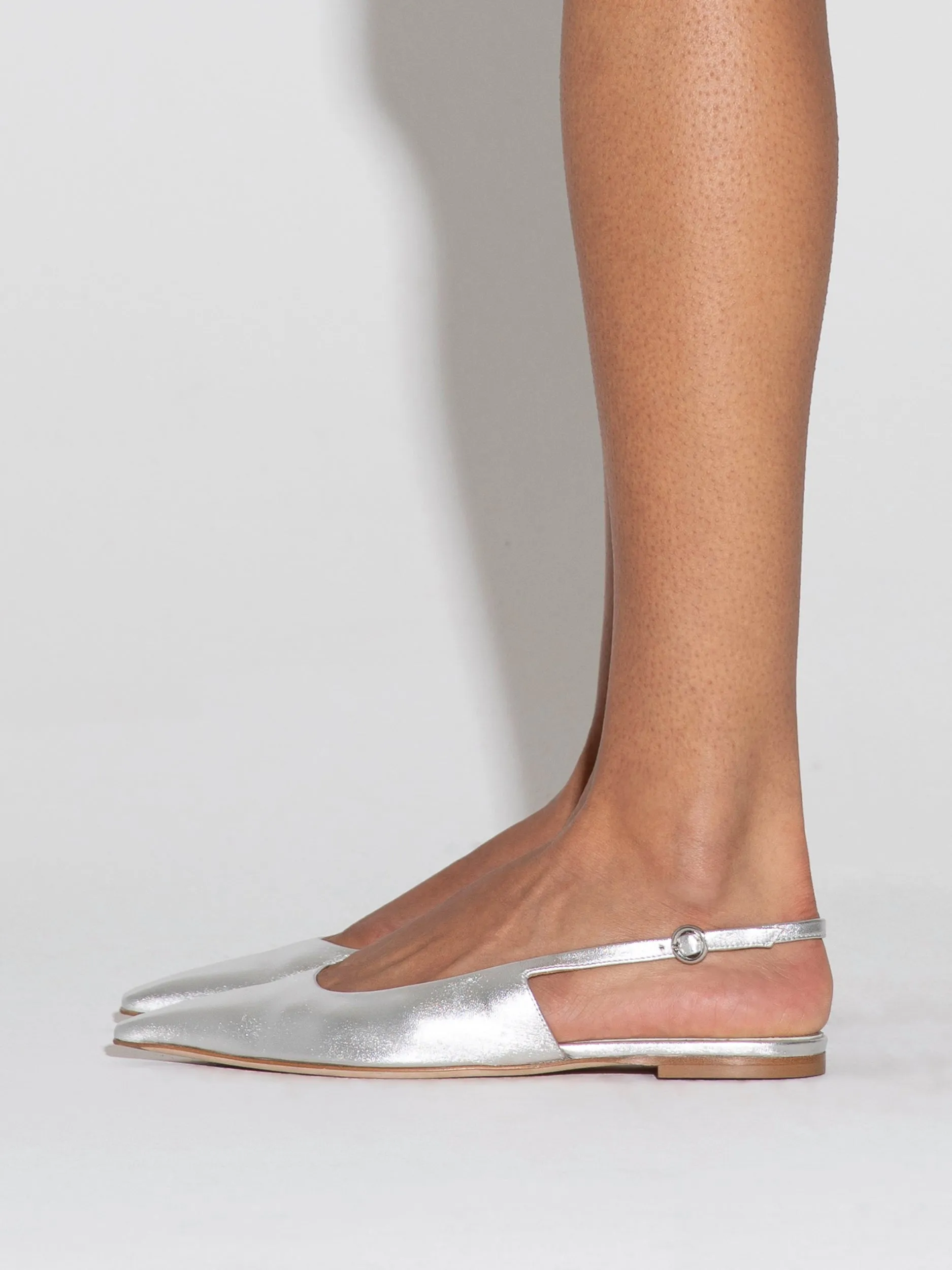 Fedora Leather Slingback Flats