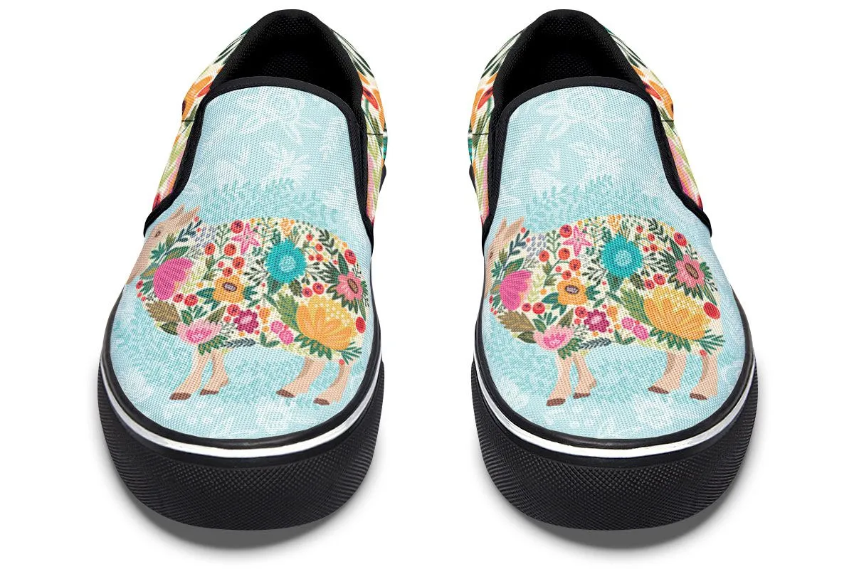 Floral Sheep Slip-On Shoes