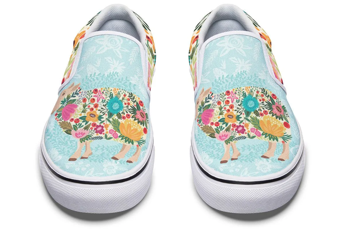 Floral Sheep Slip-On Shoes