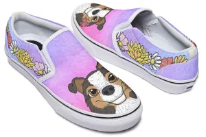 Fun Floral Sheltie Slip-On Shoes