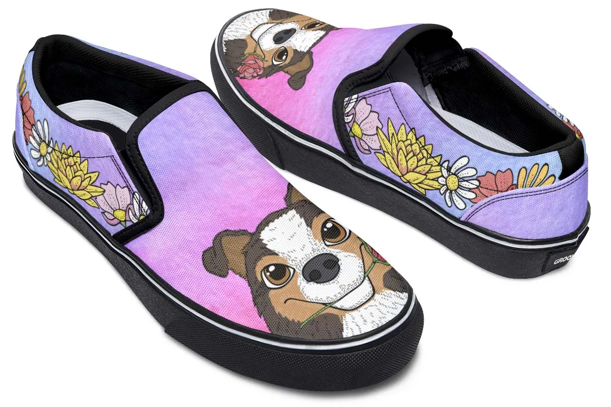 Fun Floral Sheltie Slip-On Shoes