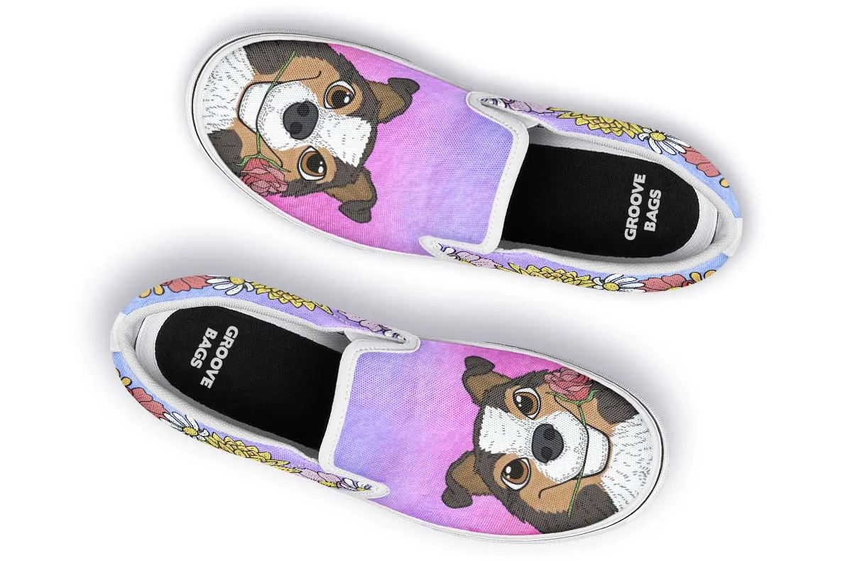 Fun Floral Sheltie Slip-On Shoes