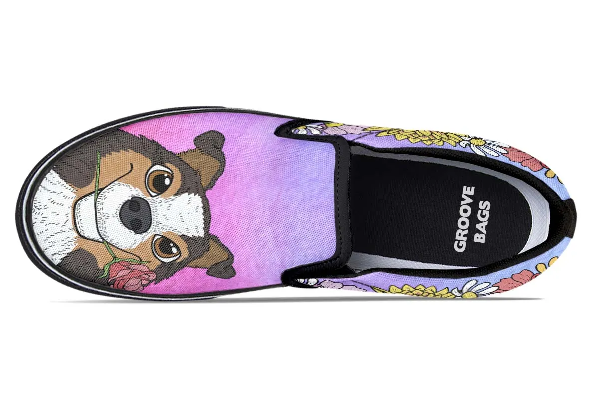 Fun Floral Sheltie Slip-On Shoes