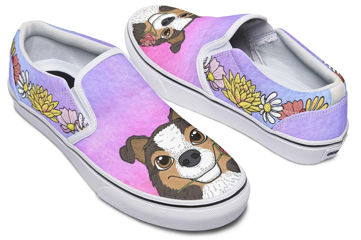 Fun Floral Sheltie Slip-On Shoes