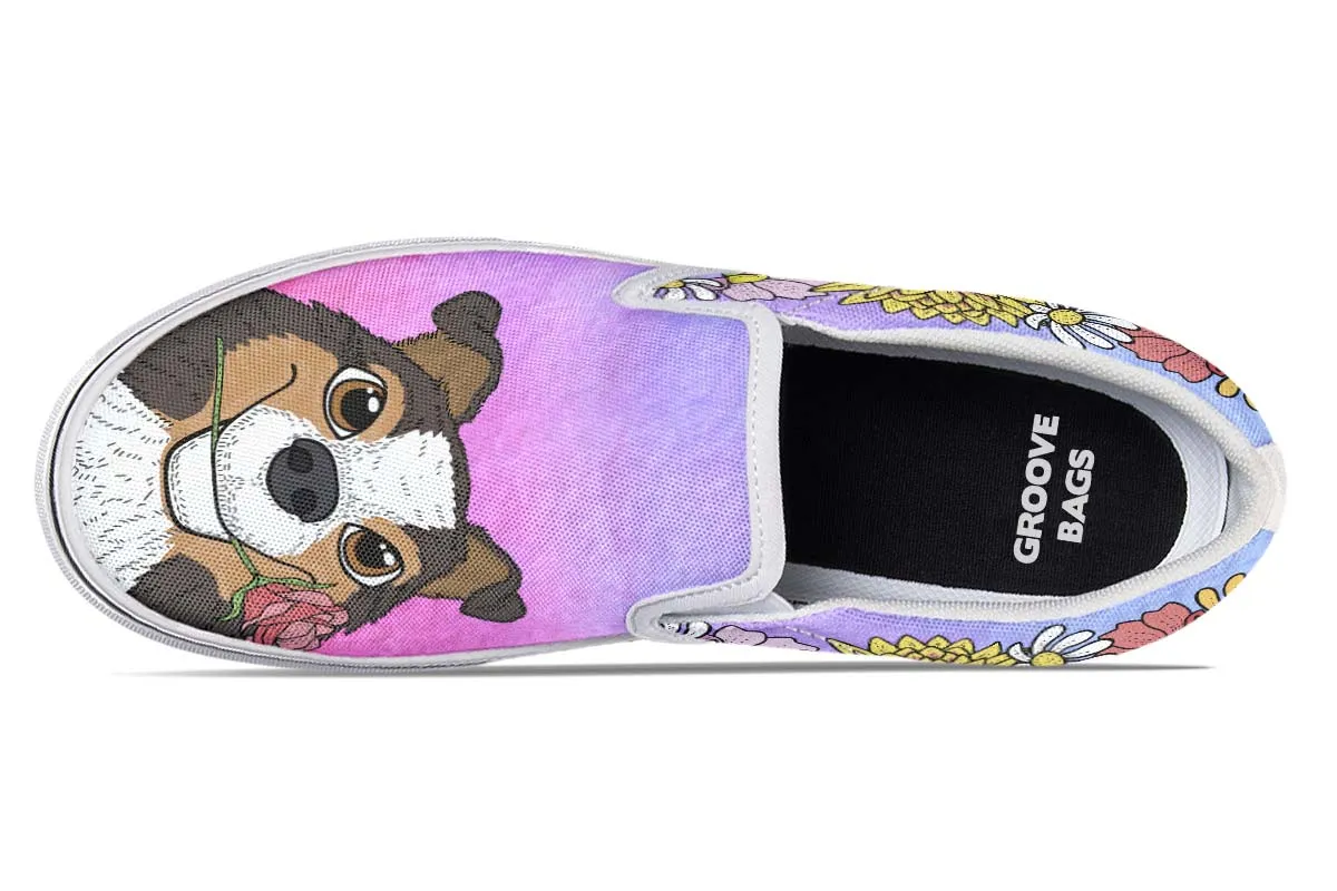 Fun Floral Sheltie Slip-On Shoes