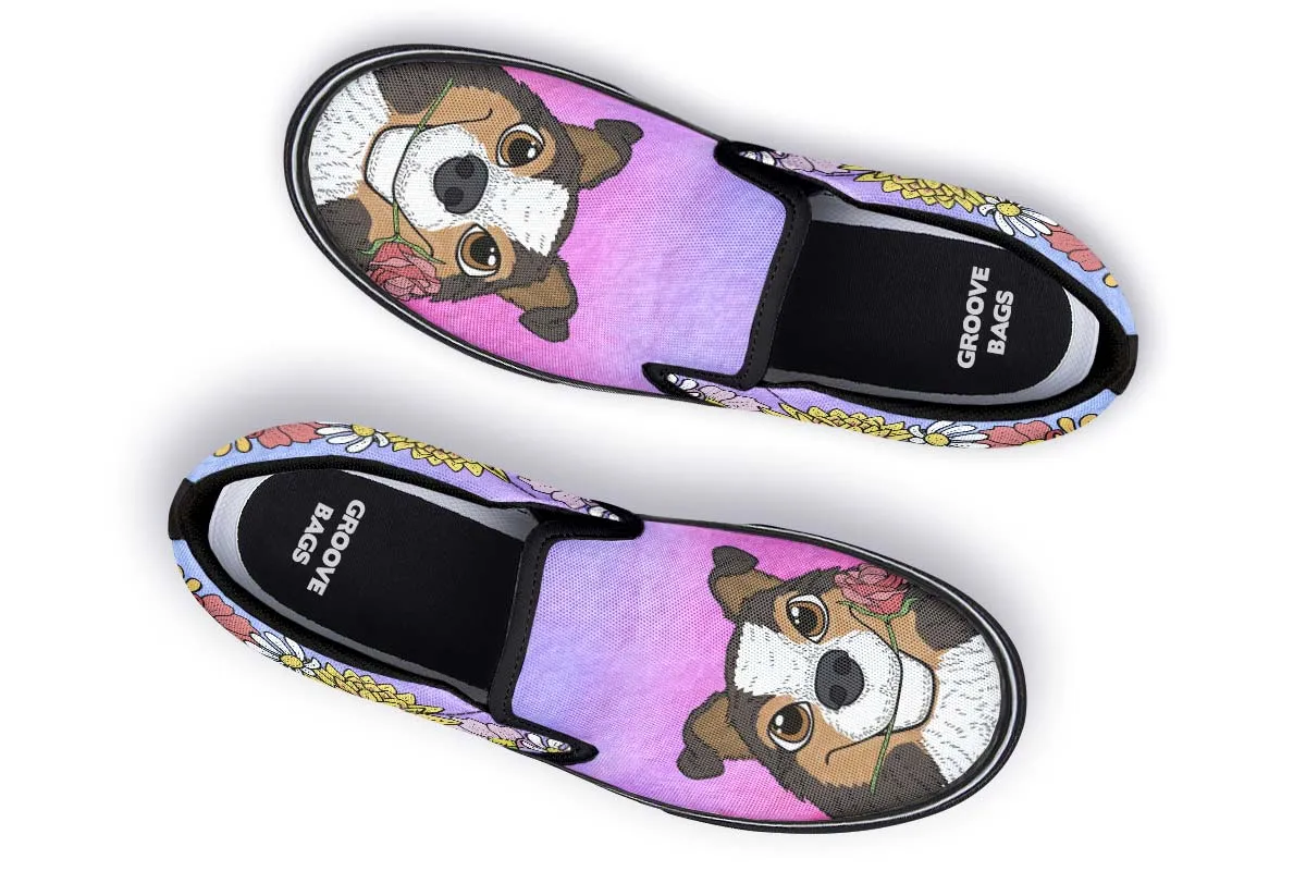 Fun Floral Sheltie Slip-On Shoes