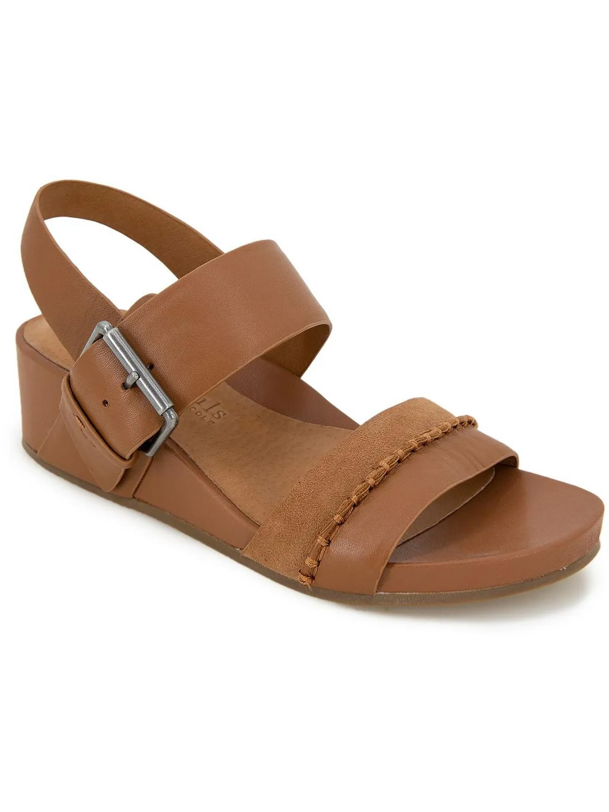Giulia Womens Leather Slip On Wedge Sandals