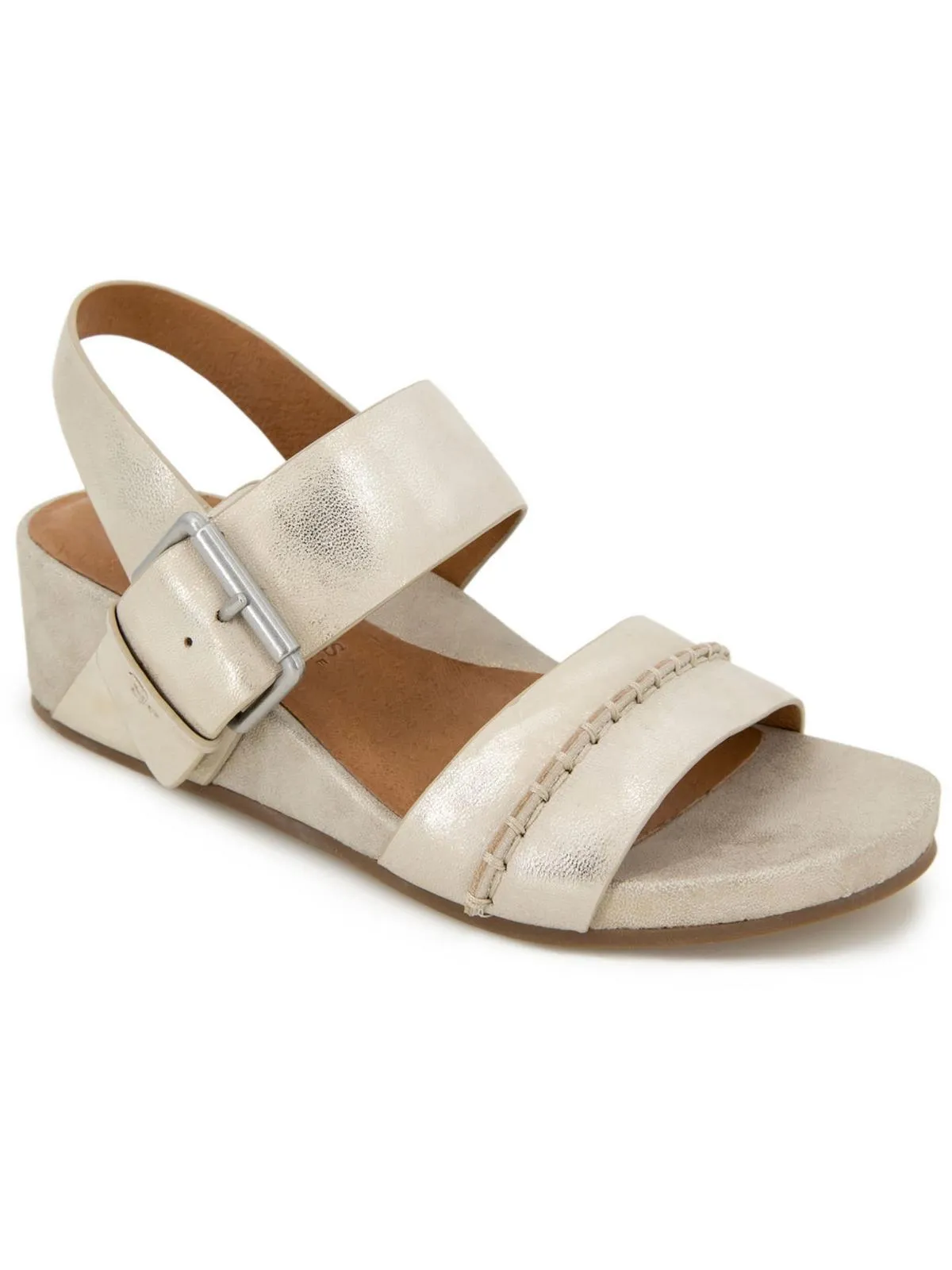 Giulia Womens Leather Slip On Wedge Sandals