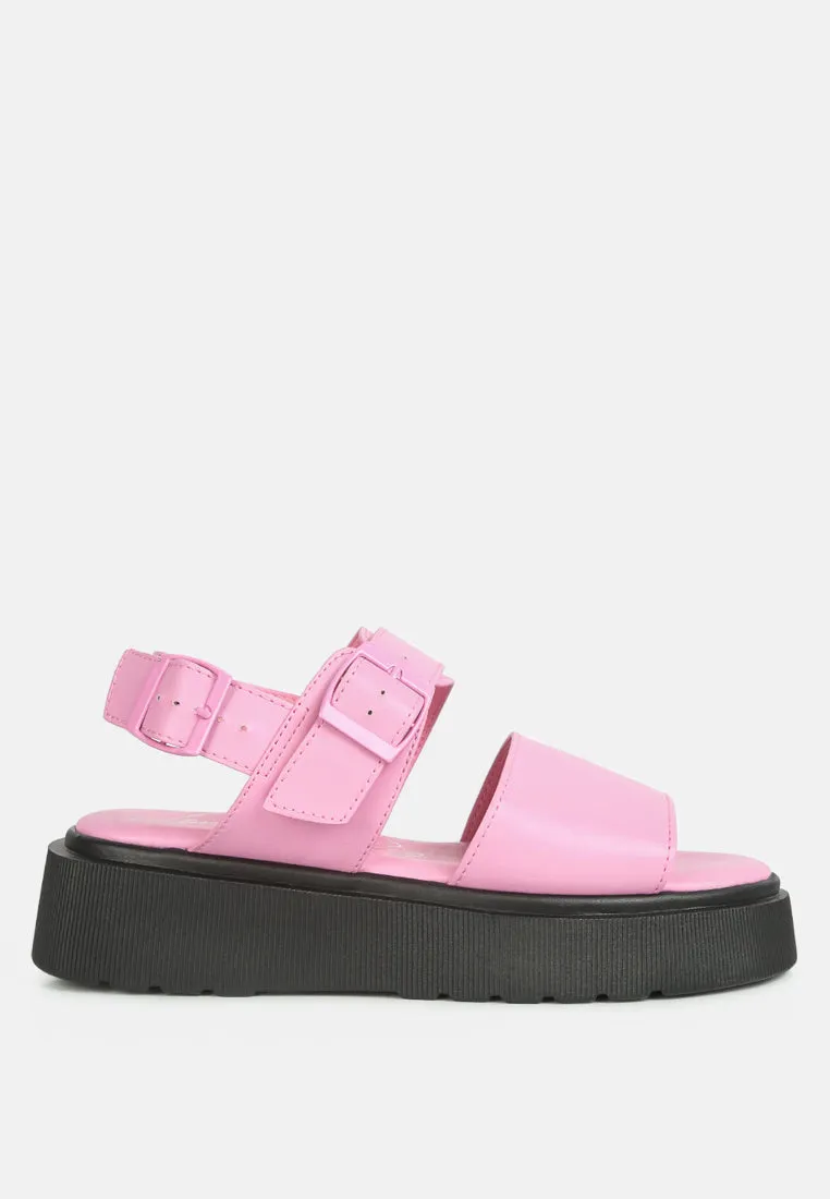 GLADEN Pin Buckle Platform Sandals