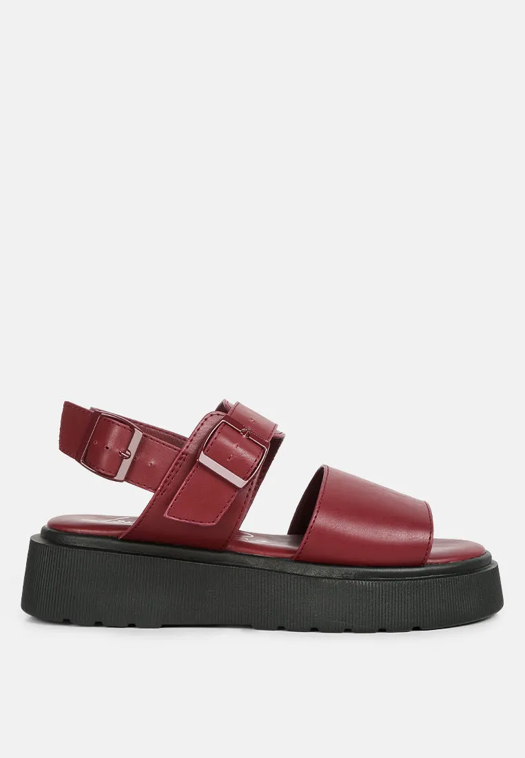 GLADEN Pin Buckle Platform Sandals