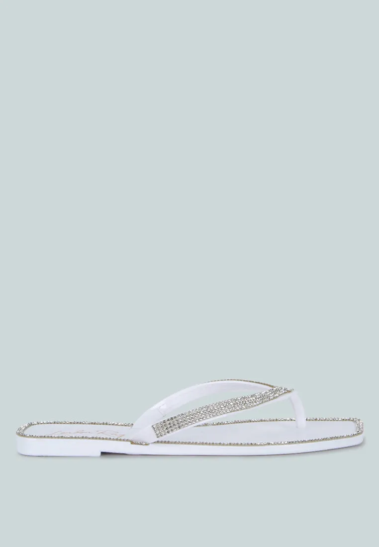golightly diamante stud detail thong flats