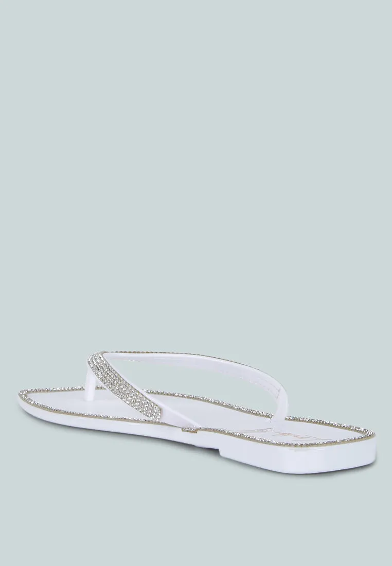 golightly diamante stud detail thong flats