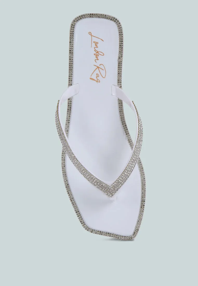 golightly diamante stud detail thong flats