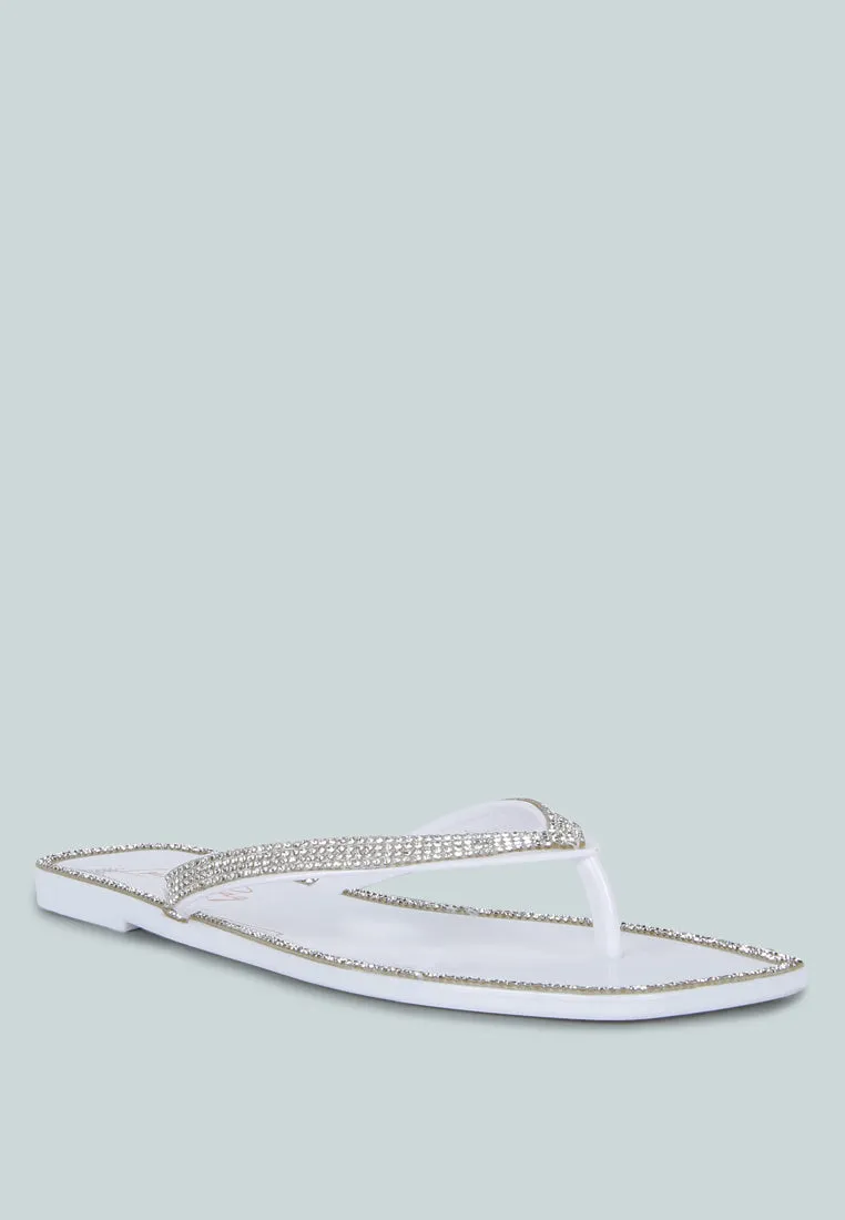 golightly diamante stud detail thong flats