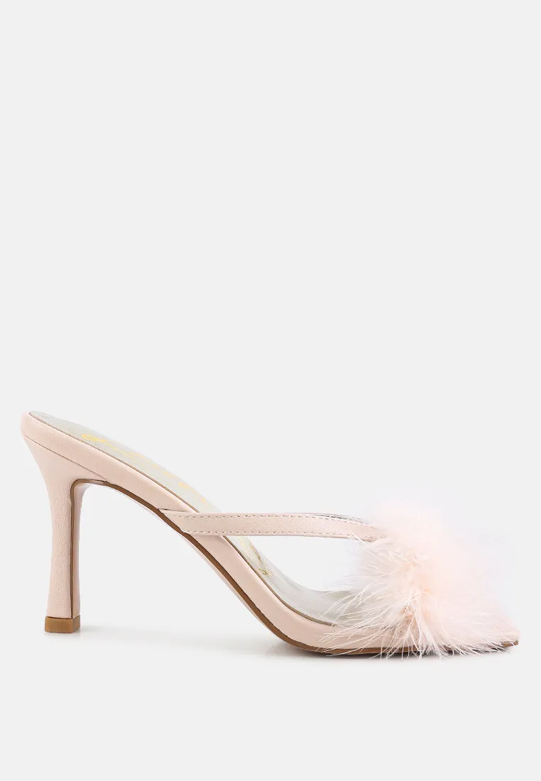honeybear feather detail slip-on sandals