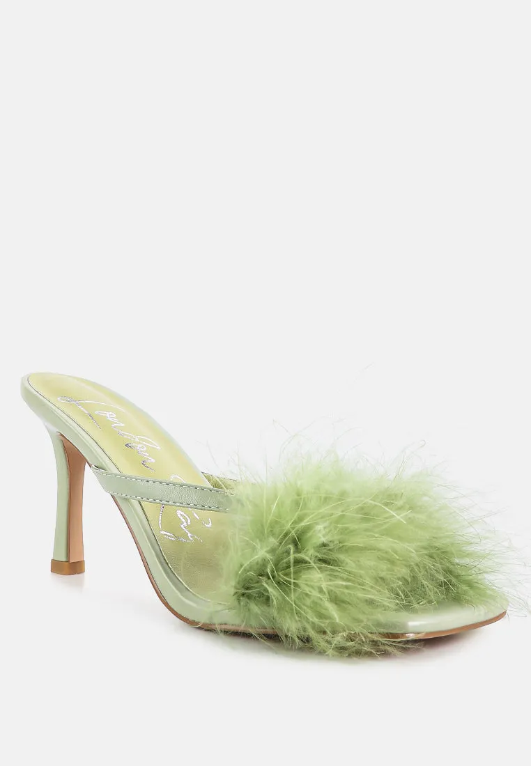 honeybear feather detail slip-on sandals