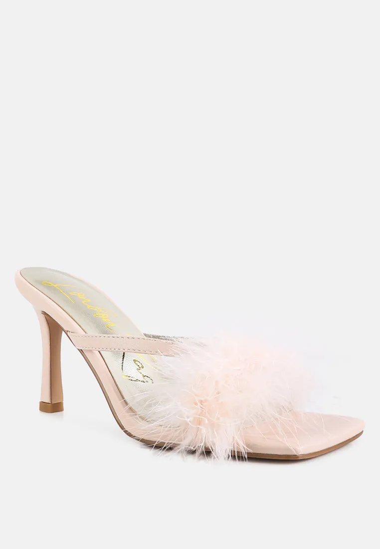 honeybear feather detail slip-on sandals