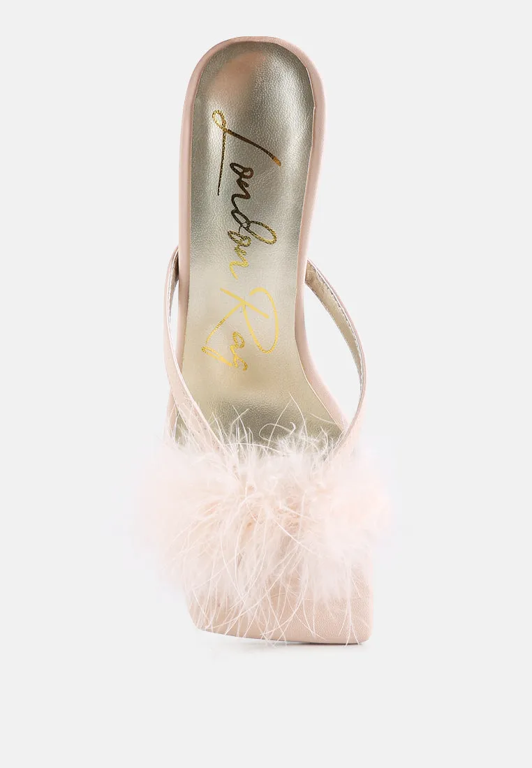 honeybear feather detail slip-on sandals