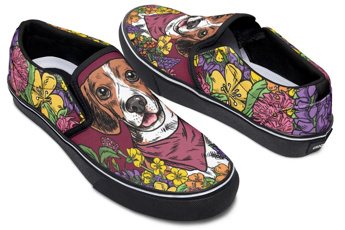 Illustrated Beagle Slip-On Shoes