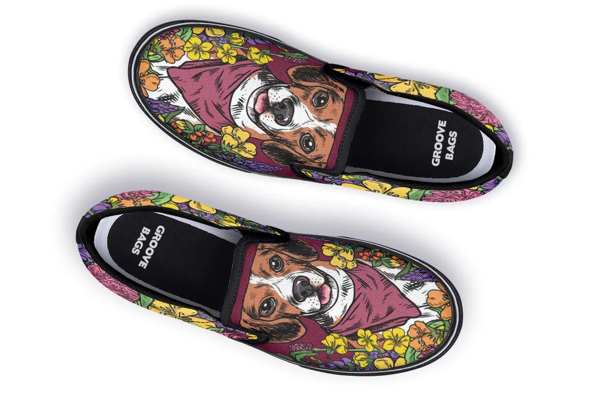 Illustrated Beagle Slip-On Shoes
