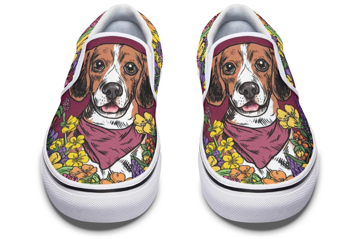 Illustrated Beagle Slip-On Shoes