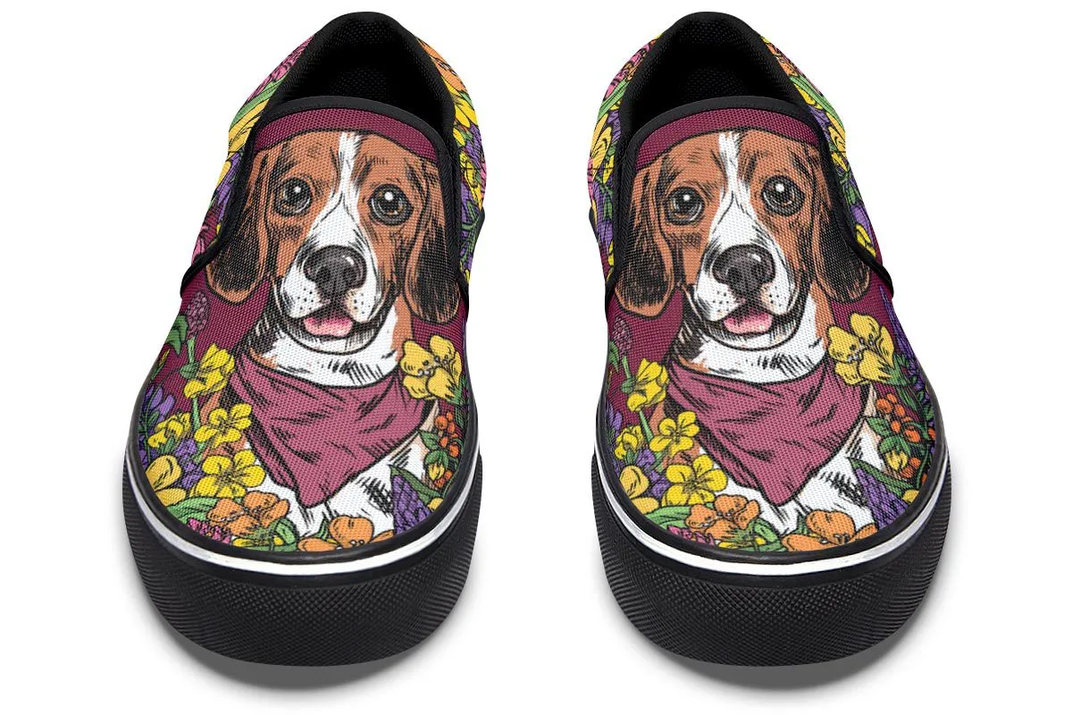 Illustrated Beagle Slip-On Shoes